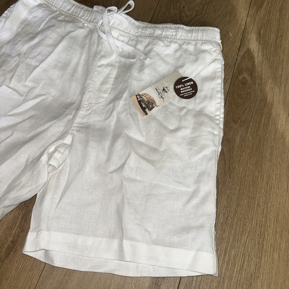 Panama Jack Men's 100% Linen White Pull On Drawstring Short Machine Washable Med - Picture 1 of 9